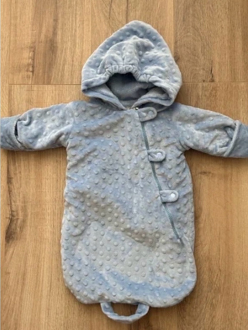 Widgeon Footie Hooded Super Soft Romper In Blue, Size NB, Zipper And Button